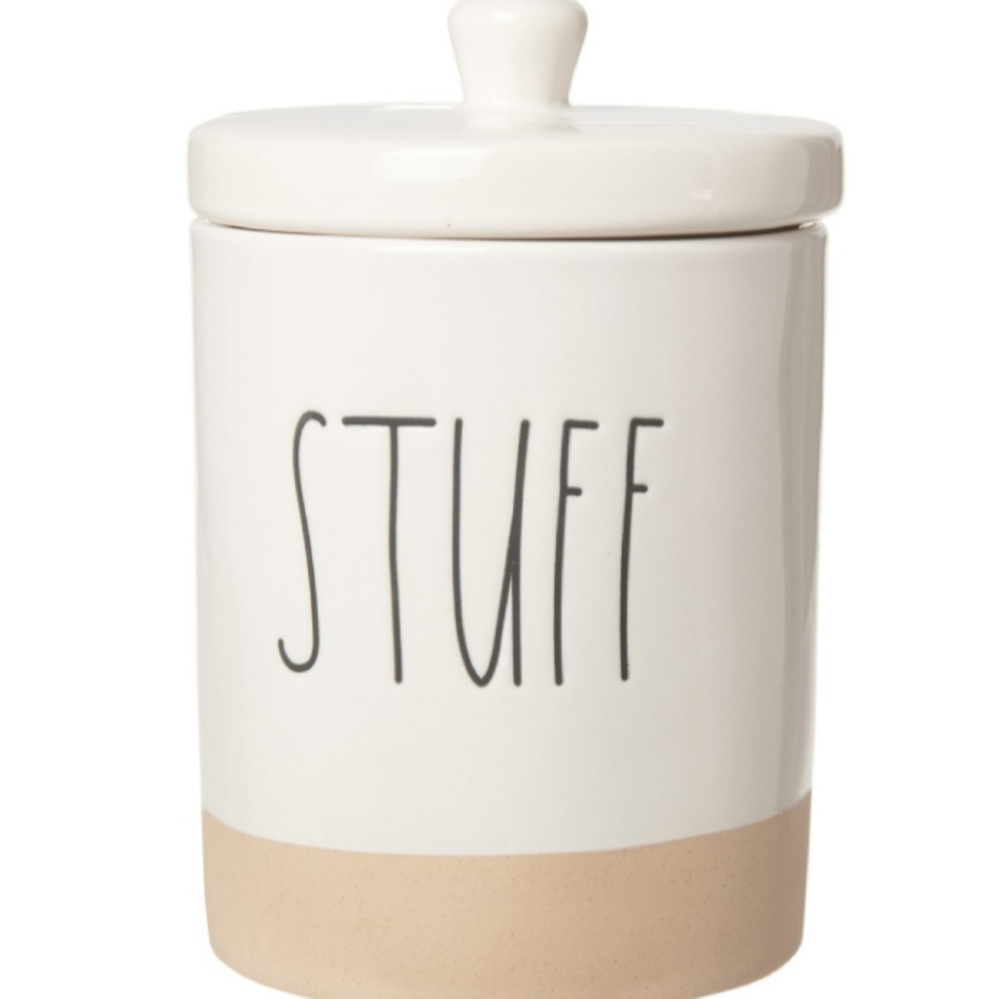 NWT Rae Dunn "STUFF" Ceramic Jar/Lid